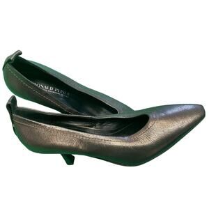 Donald Pliner Women’s Pewter JOHNNI  Metallic Leather Pumps 11 MADE IN ITALY